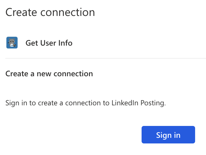 Aufforderung, eine Connection zu erstellen (oder auszuwählen)