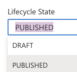 Lifecycle Informationen zum Post wie direkt Publishen oder Entwurf können per Dropdown ausgewählt werden